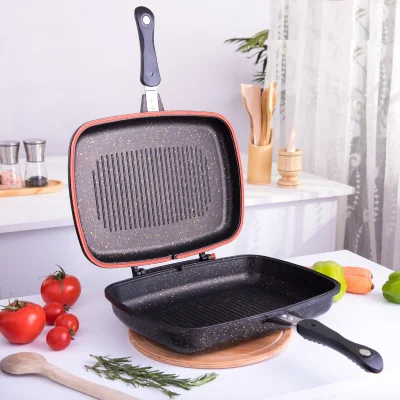 Evren 36 Cm Gold Stone İkiz Grill Tava